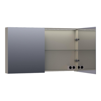 BRAUER Dual Armoire de toilette 119x70x15cm éclairage intégré rectangulaire 2 portes pivotantes MDF Taupe mat