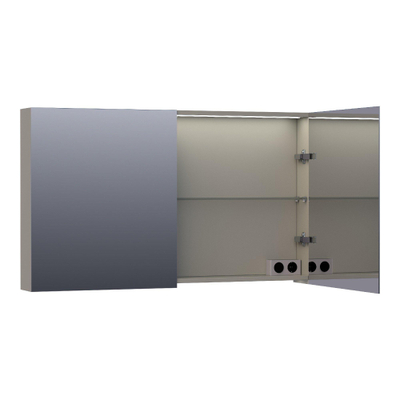 BRAUER Impress Deluxe spiegelkast - 120x70x15cm - interne en externe verlichting - 2 dubbelzijdige spiegeldeuren - mat taupe