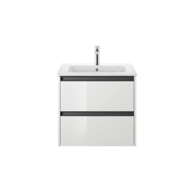 Duravit Ketho.2 Wastafelonderbouwkast - met 2 laden - 61x48x55cm - met grepen antraciet - hoogglans wit