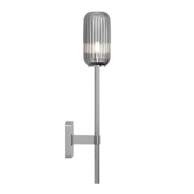 Astro Tacoma Single Grande Wandlamp/Plafondlamp - 230V - IP44 - cilinder - geribbeld - smoke glas - chroom