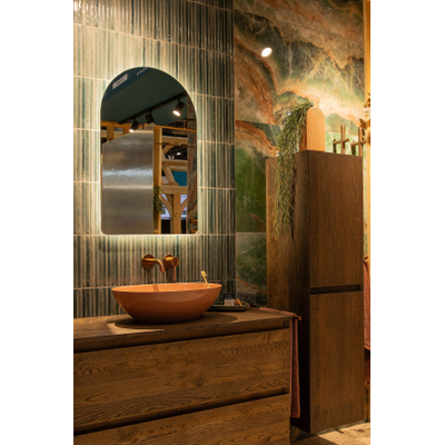 Saniclass Curve miroir – arrondi en haut – 50 x 80 cm – LED indirecte tout autour – chauffage de miroir, température de couleur réglable