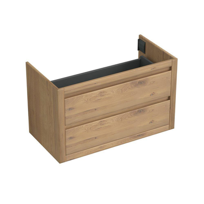 Forzalaqua Gela 2.0 meuble sous lavabo 100x51x60cm avec 2 tiroirs sans poignée à fermeture douce Chêne massif Huître