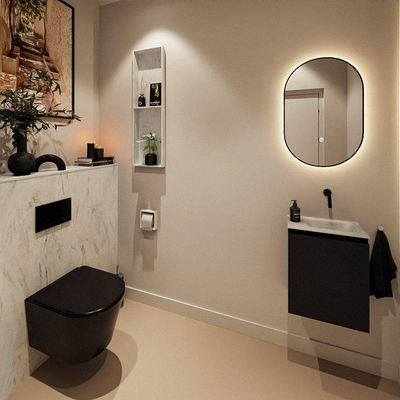 MONDIAZ TURE-DLUX Meuble toilette - 40cm - Urban - EDEN - vasque Opalo - position droite - sans trou de robinet