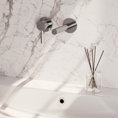 BRAUER Chrome Edition Wastafelmengkraan inbouw - rechte uitloop rechts - hendel lang smal - inclusief inbouwdeel - model A2 chroom