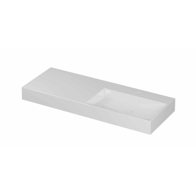 INK United wastafel - 120x45x11cm porselein rechts met 1 kraangat incl. porseleinen click plug en verborgen overloop systeem - glans wit