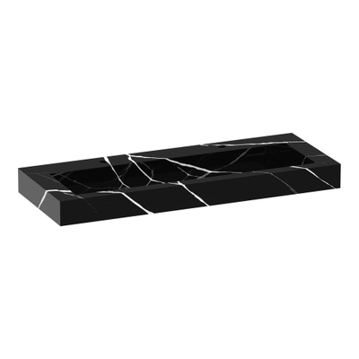 BRAUER Coral wastafel - 120x46x10cm - 1 wasbak - 2 kraangaten - composiet - marmerlook - Nero Marquina