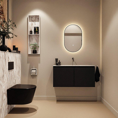 MONDIAZ TURE-DLUX meuble WC 100 cm Urban. EDEN lavabo Glace position au milieu. Sans trou de robinet.