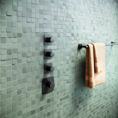 Hotbath Gal Afbouwdeel voor Highflow Thermostaat met 3 stopkranen Mat zwart