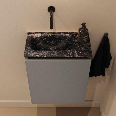 MONDIAZ TURE-DLUX 40cm toiletmeubel Smoke. EDEN wastafel Lava positie links. Zonder kraangat.