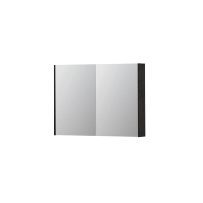 INK SPK2 spiegelkast – 100x74x14 cm – 2 deuren, dubbelzijdige spiegeldeuren – Houtskool eiken