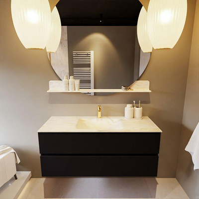 Mondiaz VICA-DLUX Ensemble de meuble de salle de bain - 120cm - meuble sous-vasque urban - 2 tiroirs - lavabo encastré cloud milieu - 1 trou de robinet - version haute de 60cm - ostra