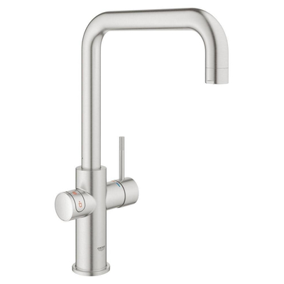 Grohe Red Keukenkraan - hoog - 3 in 1 - u uitloop - l size boiler - Brushed Supersteel (RVS)