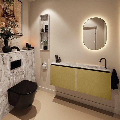 MONDIAZ TURE-DLUX 120cm toiletmeubel Oro. EDEN wastafel Glace positie rechts. Met 1 kraangat.