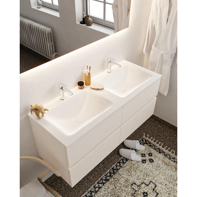 Mondiaz VICA Meuble Linen avec 4 tiroirs 120x50x45cm vasque lavabo Cloud double 2 trous de robinet