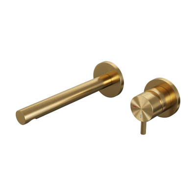 BRAUER Gold Edition Wastafelmengkraan inbouw - rechte uitloop links - hendel kort smal - inclusief inbouwdeel - model B 1 - PVD - geborsteld goud