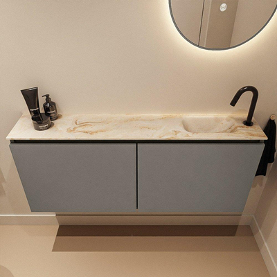 MONDIAZ TURE-DLUX 120cm toiletmeubel Smoke. EDEN wastafel Frappe positie rechts. Met 1 kraangat.