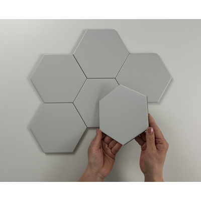 ÉCHANTILLON Terravito Bereno carreau mural et de sol - 15x17cm - 9mm - Hexagone - Gris clair mat