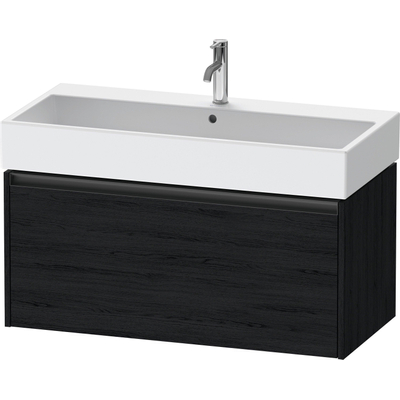 Duravit Ketho.2 Wastafelonderbouwkast - met 1 lade - 98.4x46x44cm - met greep antraciet - eiken zwart mat
