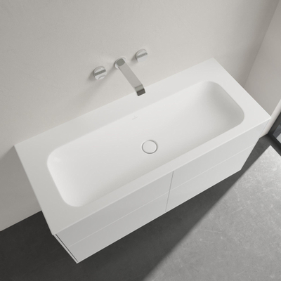 Villeroy & Boch finion meubelwastafel - 120x50 - zonder kraangat - zonder overloop stonewhite CeramicPlus - Stone White (mat wit)