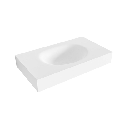 Mondiaz MOON Vrijhangende wastafel - 80cm - wasbak midden - rand 12cm - Solid surface Talc