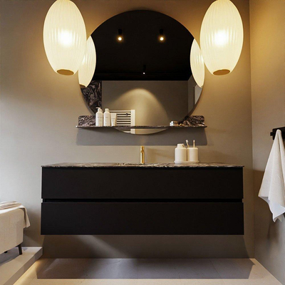 Mondiaz VICA-DLUX ensemble de meuble de salle de bain - 150cm - meuble sous-vasque urban - 2 tiroirs - lavabo encastré cloud milieu - 1 trou de robinet - miroir modèle spot - version XL 60cm haut - lave