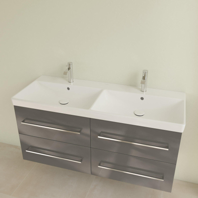 Villeroy & Boch Avento double lavabo de meuble - 120x47cm - 2 trous de robinetterie avec trop-plein blanc