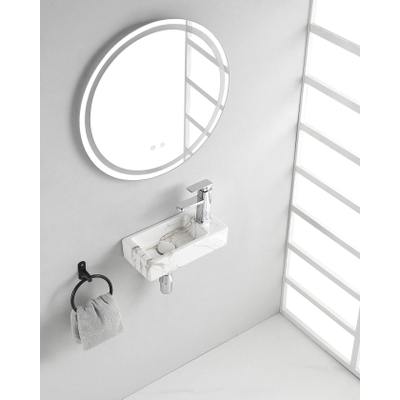 Wiesbaden Rhea S mini fontein rechts 36,5 x 18 x 9 cm keramiek carrara