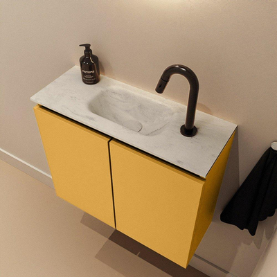 MONDIAZ TURE-DLUX 60cm toiletmeubel Ocher. EDEN wastafel Opalo positie midden. Met 1 kraangat.