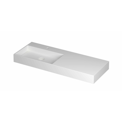 INK United Lavabo - 120x45cm - 1 trou de robinet - gauche - porcelaine - bonde clic-clac - système de trop-plein dissimulé - blanc brillant