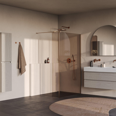 BRAUER Oblivion Inloopdouche - 120x200cm - 30 cm zijwand - glascoating - brons glas - geborsteld koper PVD