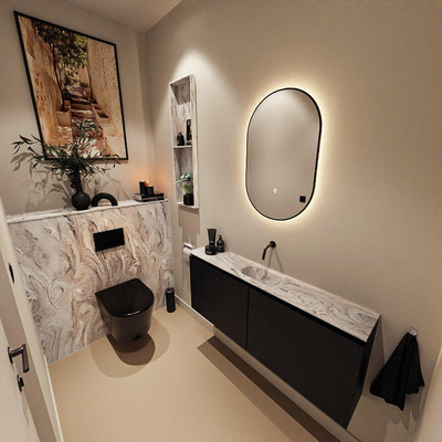 MONDIAZ TURE-DLUX Meuble WC 120 cm Urban. Lavabo EDEN Glace position centrale. Sans trou de robinet.
