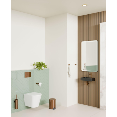 FugaFlow Eccelente Pietra ensemble de vasque - 40x22x9cm - 1 trou de robinet - pierre naturelle - robinet de vasque en cuivre - noir