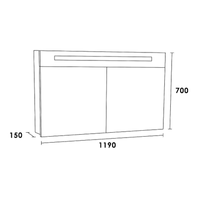 BRAUER 2.0 Armoire de toilette 119x70x15cm 2 portes, éclairage LED intégré 4000K MFC G-Canyon