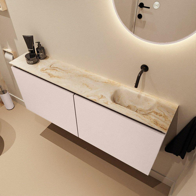 MONDIAZ TURE-DLUX Meuble toilette - 120cm - Rosee - EDEN - vasque Frappe - position droite - sans trou de robinet