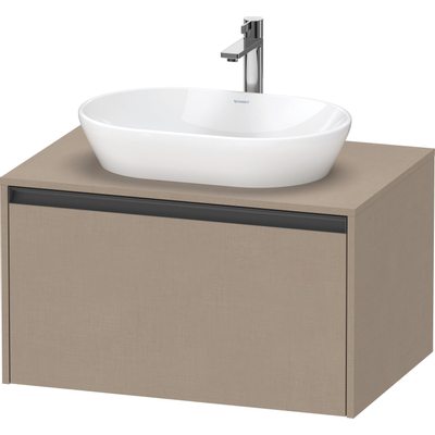 Duravit Ketho.2 Wastafelonderbouwkast - inclusief consoleplaat - met 1 lade - 80x55x45.9cm - met handgreep antraciet - linnen mat