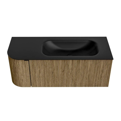 Mondiaz KURVE Badkamermeubelset - 115x46x40cm - 1 lade - 1 deur - wastafel solid surface - rechts - zonder kraangat - Dusk