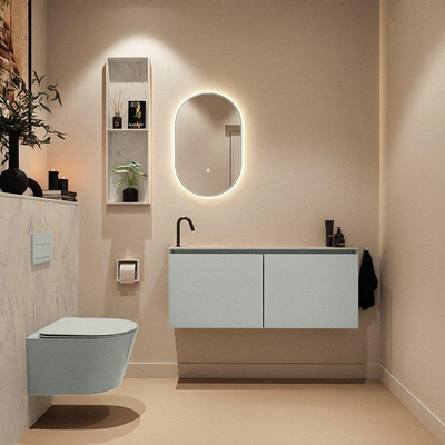 MONDIAZ TURE-DLUX Meuble toilette - 120cm - Greey - EDEN - vasque Opalo - position gauche - 1 trou de robinet