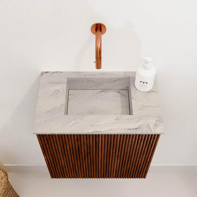 Mondiaz JOYA-DLUX Meuble de toilette 40cm - couleur Ruby - Vasque FAYE position Milieu Sans trou de robinet couleur Glace