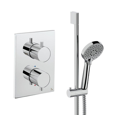 Crosswater MPRO Ensemble de douche de tête encastré - 2 poignées - douchette à main - barre de douche - chrome