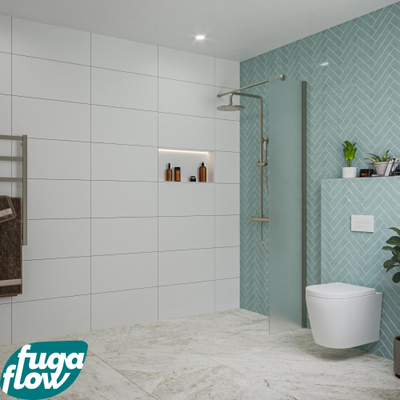FugaFlow Eccelente Vetro Douche à l'italienne - 40x200cm - verre satiné - Gunmetal brossé