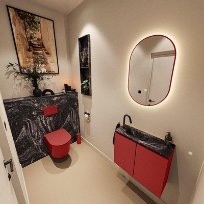 MONDIAZ TURE-DLUX meuble de toilette 60 cm Fire. Lavabo EDEN Lava position gauche. Avec 1 trou de robinet.