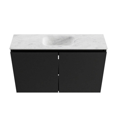 MONDIAZ TURE-DLUX Meuble de toilette 80 cm Urban. EDEN vasque Opalo position milieu. Avec 1 trou de robinet.
