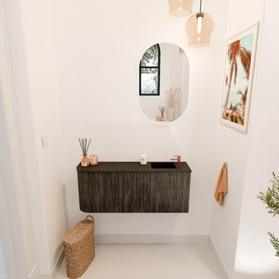 Mondiaz JOYA 101.6cm toiletmeubel - ronding links kleur Shadow - Wastafel FAYE positie Rechts 1 kraangat kleur Urban.