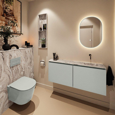 MONDIAZ TURE-DLUX Meuble WC 120cm Greey. EDEN vasque Glace position droite. Sans trou de robinet.