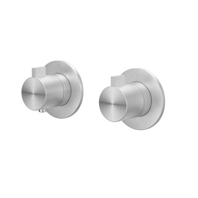 IVY Tribe Partie apparente - pour mitigeur thermostatique encastré - inverseur d'arrêt 2 voies - Symmetry - rosace ronde - Inox 316 brossé