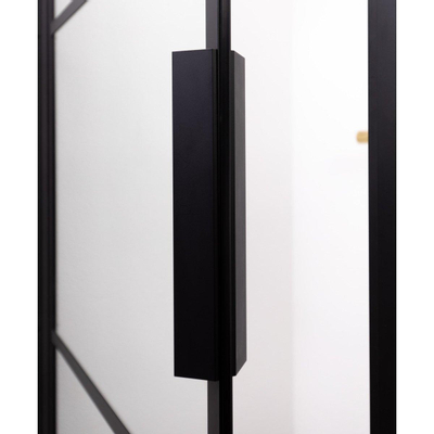Riho Grid Porte pivotante XL 120x200cm profilé noir mat et verre clair