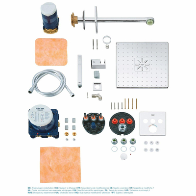 Grohe SmartControl inbouw regendoucheset – 31 cm rechthoekige hoofddouche – 2 standen – staafhanddouche – chroom