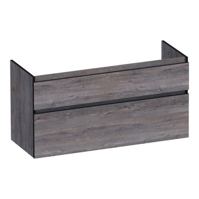 BRAUER Delight Edge wastafelonderkast 120 2 softclose lades - greeploos - 2 sifon uitsparingen - Driftwood