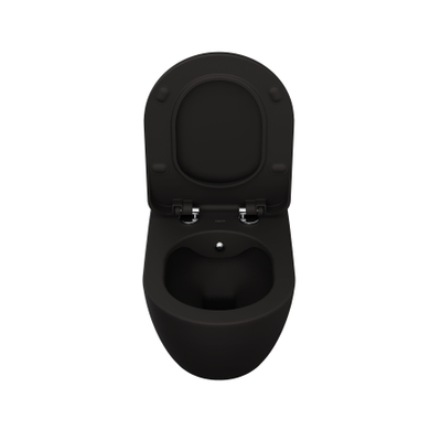 Creavit WC suspendu - 35.3x51cm - Douchette bidet en acier inoxydable - sans rebord de rinçage - noir mat