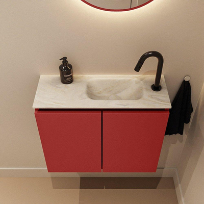 MONDIAZ TURE-DLUX Meuble de toilette 60cm Fire. Lavabo EDEN Ostra position droite. Avec 1 trou de robinet.